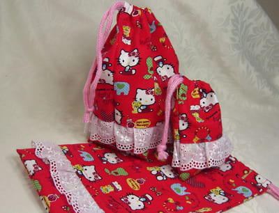 作り方☆レース付きコップ袋・小皿袋・カスタネット袋