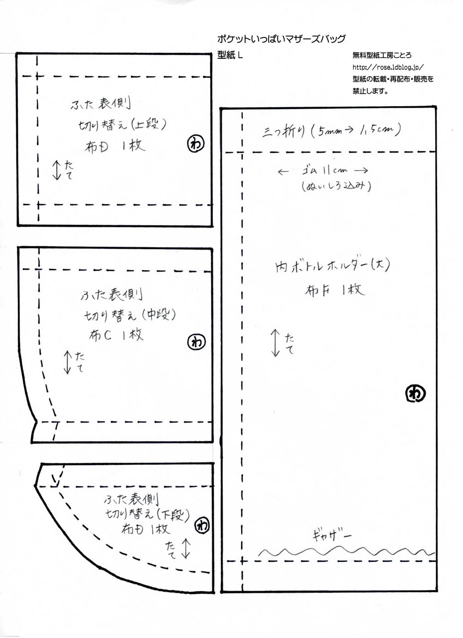 作り方 ポケットいっぱいマザーズバッグ 中型2wayショルダー Part 2 無料型紙工房ことろ