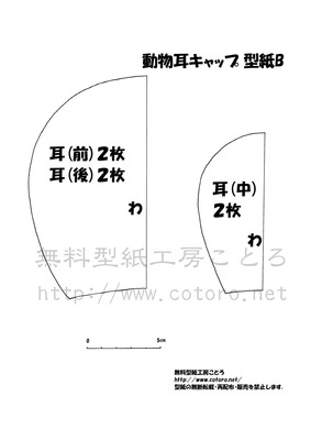 ねずみキャップ型紙B