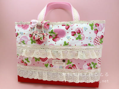 作り方☆二段レースのレッスンバッグ（絵本袋・手さげ・トートバッグ）